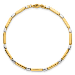 14k Two Tone Polished 4mm Fancy Bar Link 7.5 inch Bracelet