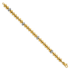 14k Two-tone Polished Fancy Link CZ 7.5 inch Bracelet
