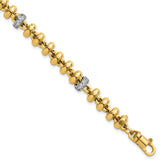 14k Two-tone Polished Fancy Link CZ 7.5 inch Bracelet