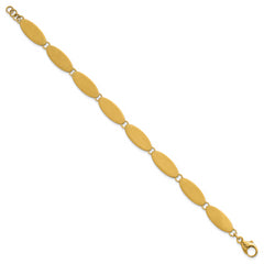 14k Brushed 8mm Fancy Ovals 7 inch Bracelet
