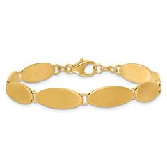 14k Brushed 8mm Fancy Ovals 7 inch Bracelet