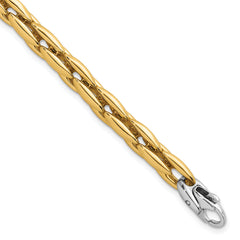 14k Two-tone Polished 6.75mm Fancy Cable Link 7.25 inch Bracelet