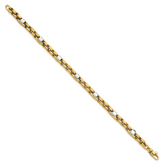 14k Two-tone Polished 5mm Fancy Link 7.5 inch Bracelet