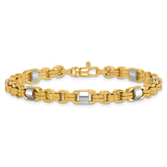 14k Two-tone Polished 5mm Fancy Link 7.5 inch Bracelet