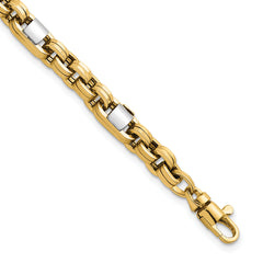 14k Two-tone Polished 5mm Fancy Link 7.5 inch Bracelet