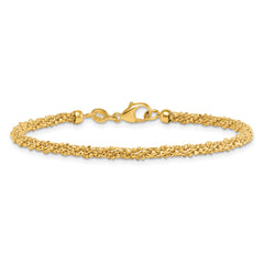 14k Polished and Textured 3mm Twisted Mesh Fancy Beaded 7.75 inch Bracelet