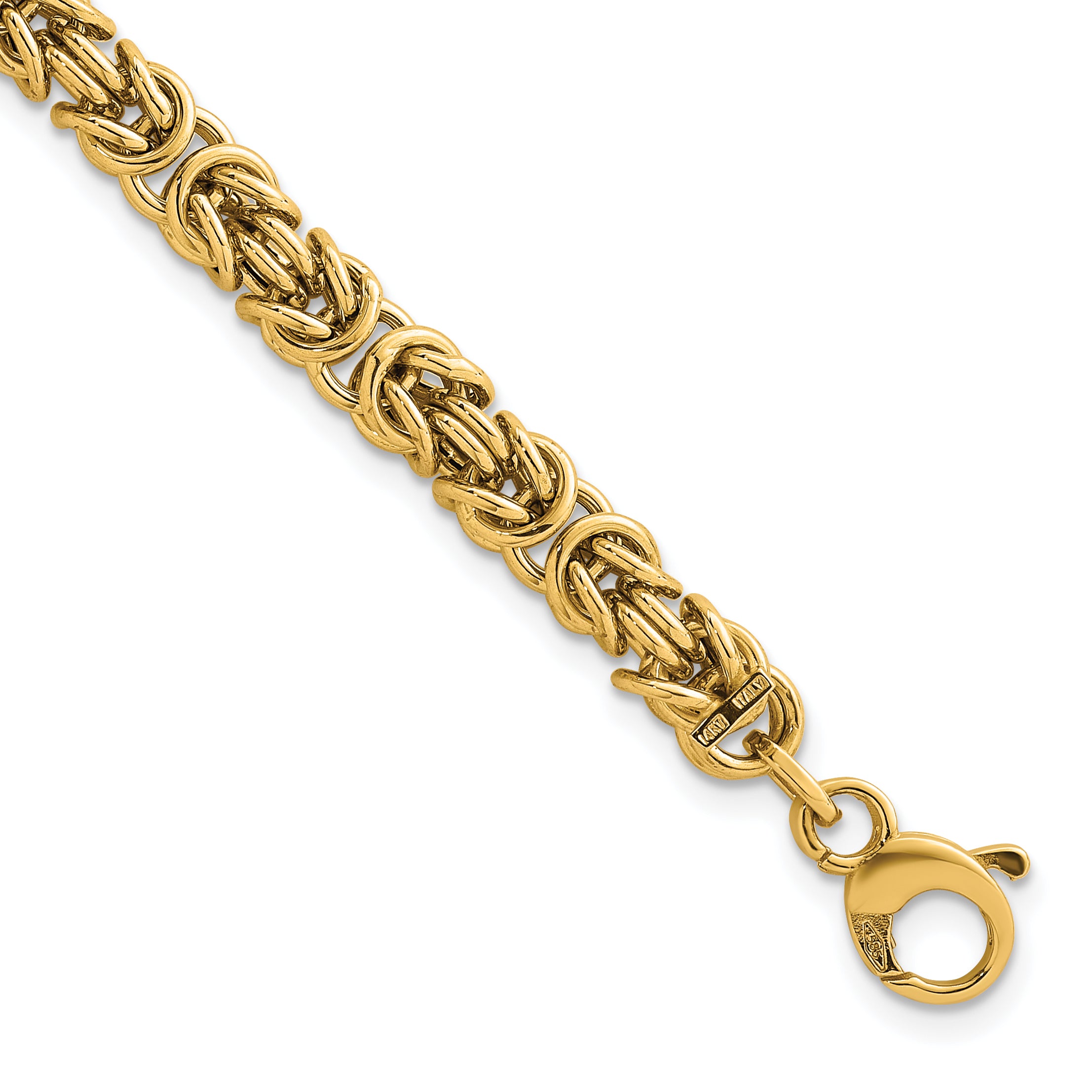 14K Polished 5.75mm Fancy Rounded Byzantine Link 7.5 inch Bracelet