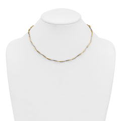 14k Two-tone Polished Twisted Round Omega 17 inch Necklace