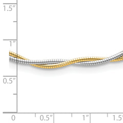 14k Two-tone Polished Twisted Round Omega 17 inch Necklace