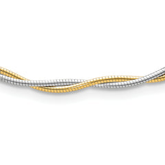 14k Two-tone Polished Twisted Round Omega 17 inch Necklace