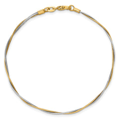 14k Two-tone Polished Twisted Round Omega 7.5 inch Bracelet