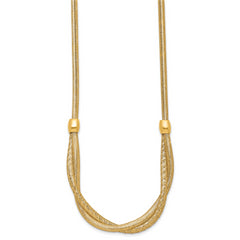 14k Polished Twisted with Beads 7mm Flexible Mesh 18 inch Necklace