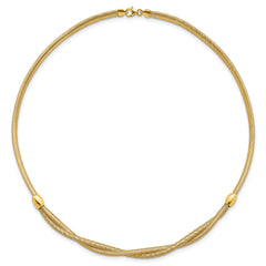 14k Polished Twisted with Beads 7mm Flexible Mesh 18 inch Necklace