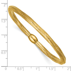 14k Polished 4.25mm Flexible Wavy Mesh with Bead Slip-on Stretch Bracelet