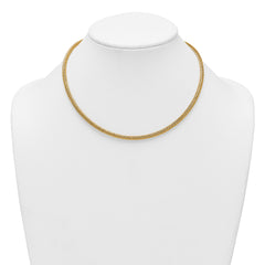 14k Polished and Diamond-cut Round Woven Wire 17 inch Necklace