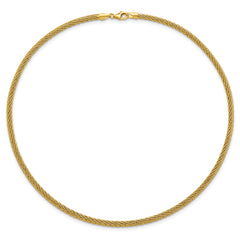 14k Polished and Diamond-cut Round Woven Wire 17 inch Necklace