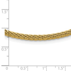 14k Polished and Diamond-cut Round Woven Wire 17 inch Necklace