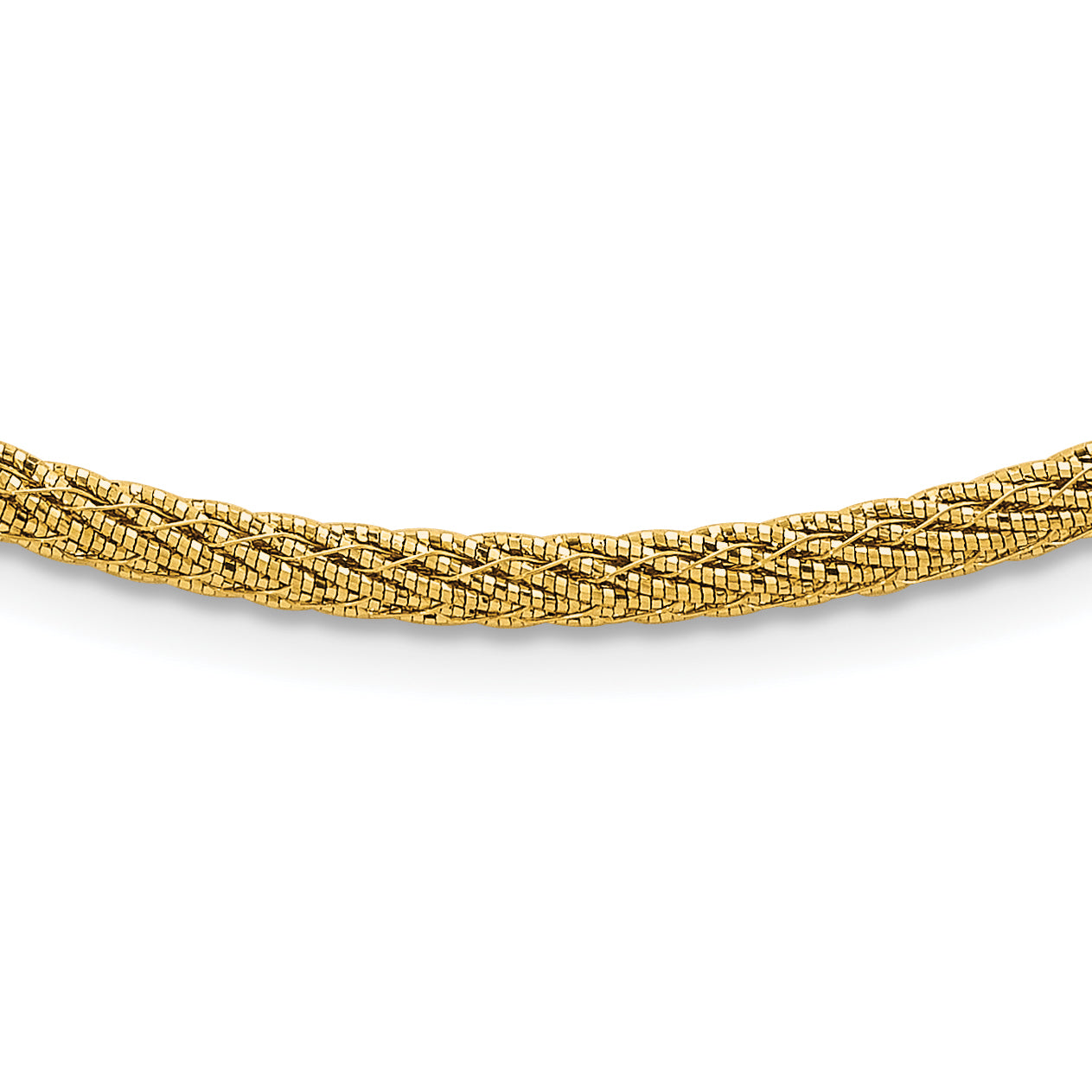 14k Polished and Diamond-cut Round Woven Wire 17 inch Necklace