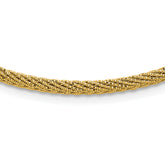 14k Polished and Diamond-cut Round Woven Wire 17 inch Necklace