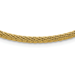 14k Polished and Diamond-cut Round Woven Wire 17 inch Necklace