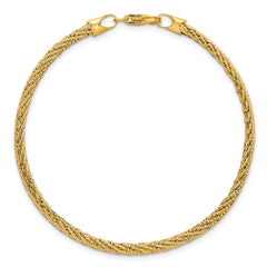 14k Polished and Diamond-cut Round Woven Wire 7.5 inch Bracelet