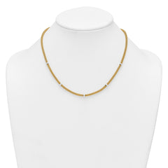 14k Two-tone Polished 7.5mm Fancy Mesh With Bead 18 inch Necklace