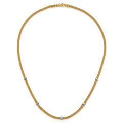 14k Two-tone Polished 7.5mm Fancy Mesh With Bead 18 inch Necklace