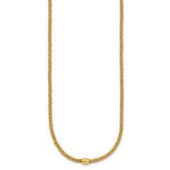14k Polished and Textured Twisted with Bead 17 inch Necklace
