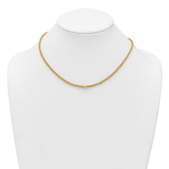 14k Polished and Textured Twisted with Bead 17 inch Necklace