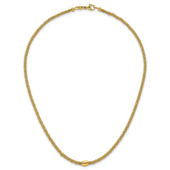 14k Polished and Textured Twisted with Bead 17 inch Necklace
