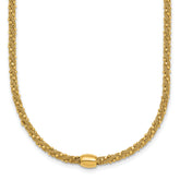 14k Polished and Textured Twisted with Bead 17 inch Necklace