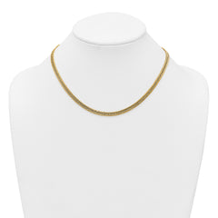 14k Polished Fancy Hollow Curb Link 17 inch Necklace