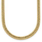 14k Polished Fancy Hollow Curb Link 17 inch Necklace