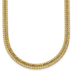 14k Polished Fancy Hollow Curb Link 17 inch Necklace