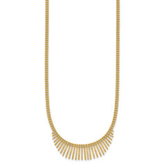 14k Polished and Textured Double Strand Multi Dangle 17 inch Necklace