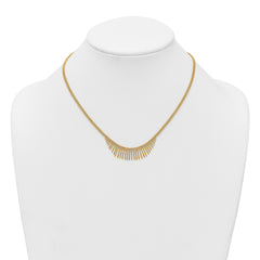 14k Polished and Textured Double Strand Multi Dangle 17 inch Necklace