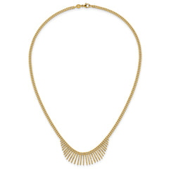 14k Polished and Textured Double Strand Multi Dangle 17 inch Necklace