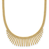 14k Polished and Textured Double Strand Multi Dangle 17 inch Necklace