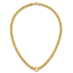 14k Polished Flat Curb Link with Center Circle Element 18 inch Necklace