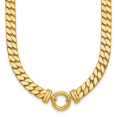 14k Polished Flat Curb Link with Center Circle Element 18 inch Necklace