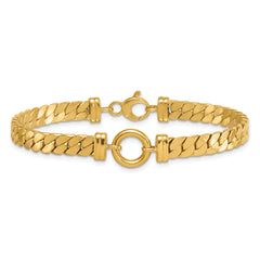 14k Polished Flat Curb Link with Center Circle Element 7.5 inch Bracelet