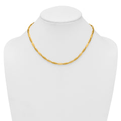 14k Brushed and Polished 4mm Fancy Oval Bar Link 16.75 inch Necklace