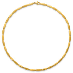 14k Brushed and Polished 4mm Fancy Oval Bar Link 16.75 inch Necklace