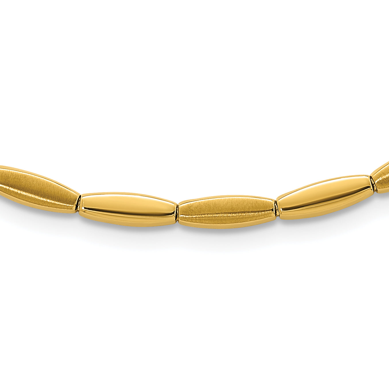 14k Brushed and Polished 4mm Fancy Oval Bar Link 16.75 inch Necklace