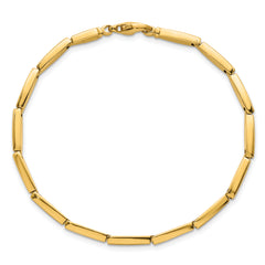 14k Brushed and Polished 4mm Fancy Oval Bar Link 7.5 inch Bracelet