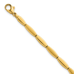 14k Brushed and Polished 4mm Fancy Oval Bar Link 7.5 inch Bracelet