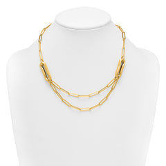 14k Polished And Brushed Double Layer Paperclip Link 18.25 inch Necklace