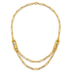 14k Polished And Brushed Double Layer Paperclip Link 18.25 inch Necklace