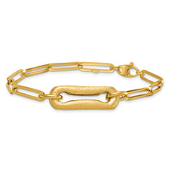14k Polished And Brushed Paperclip Link 7.75 inch Bracelet