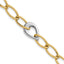 14k Two Tone Polished 6.5mm Fancy Curb Link With Teardrop 7.75 inch Bracelet